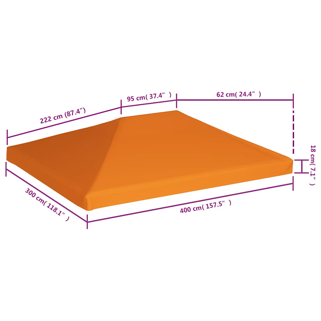 narancssárga pavilon tetőponyva 310 g/m², 4 x 3 m
