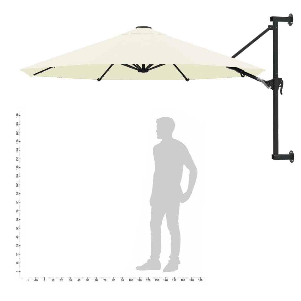 homokszínű falra szerelhető napernyő fémrúddal 300 cm