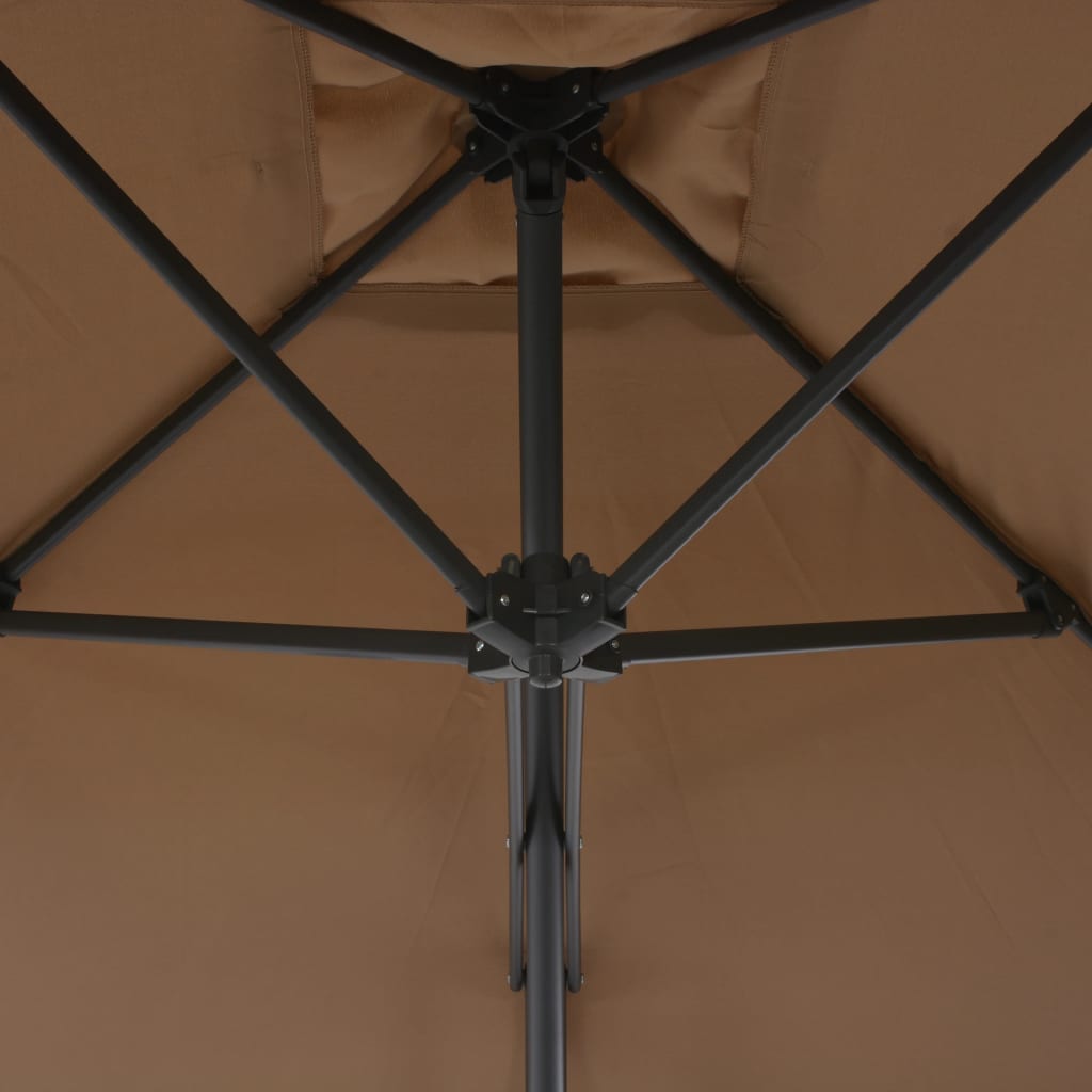 tópszínű kültéri napernyő acélrúddal 250 x 250 cm