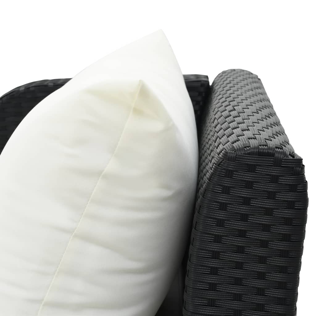 fekete polyrattan napozóágy párnával