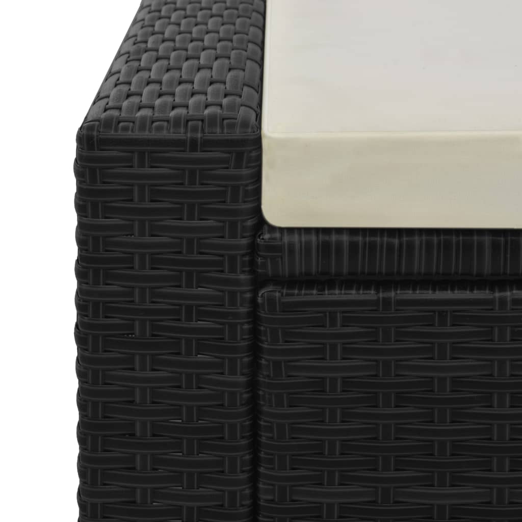 fekete kétszemélyes polyrattan napozóágy