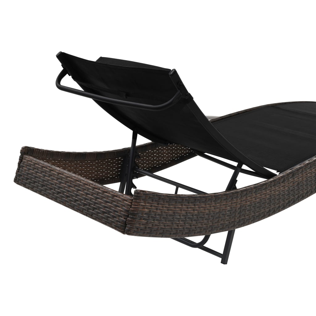 barna polyrattan napozóágy párnával