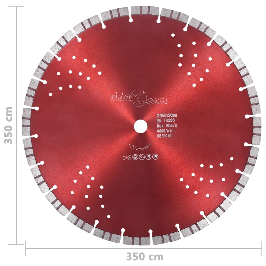 gyémánt vágókorong turbó és furatos acéllal 350 mm