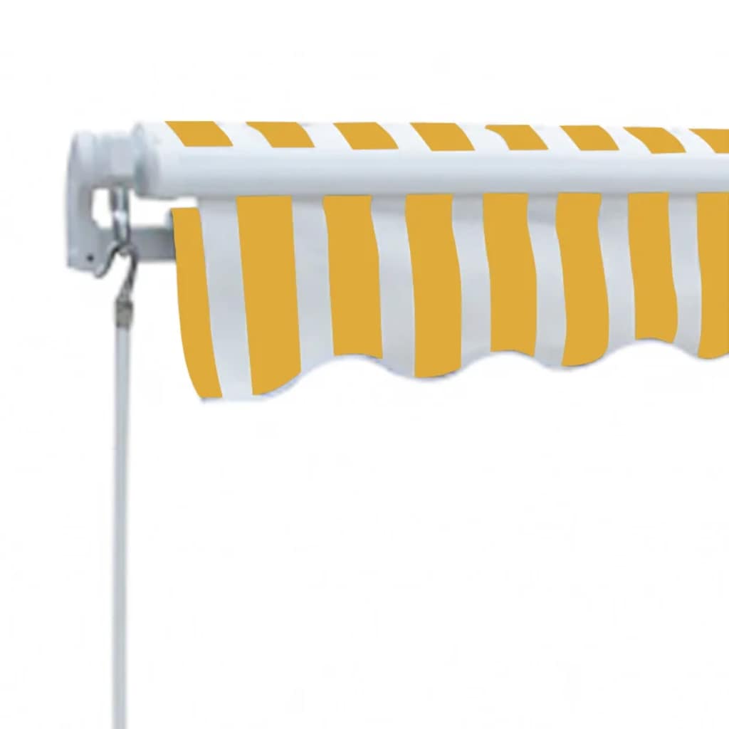 kézi működtetésű összecsukható napellenző, sárga-fehér, 300 cm