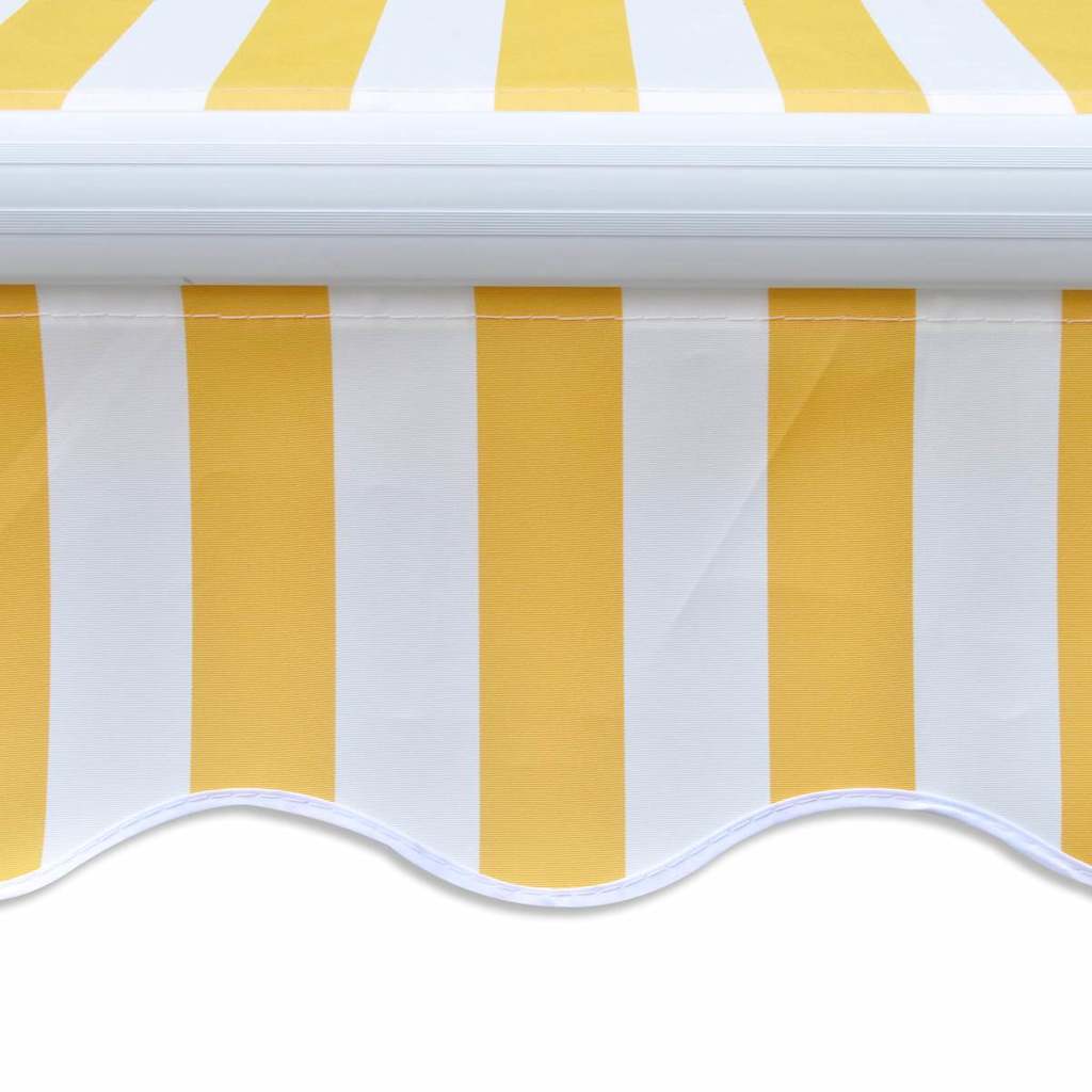 kézi működtetésű összecsukható napellenző, sárga-fehér, 300 cm