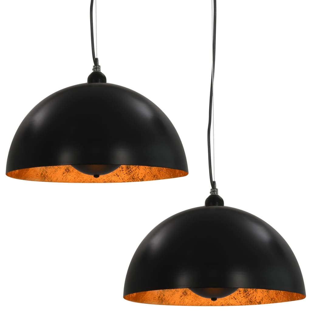 2 darab fekete-arany félgömb alakú mennyezeti lámpa 40 cm E27