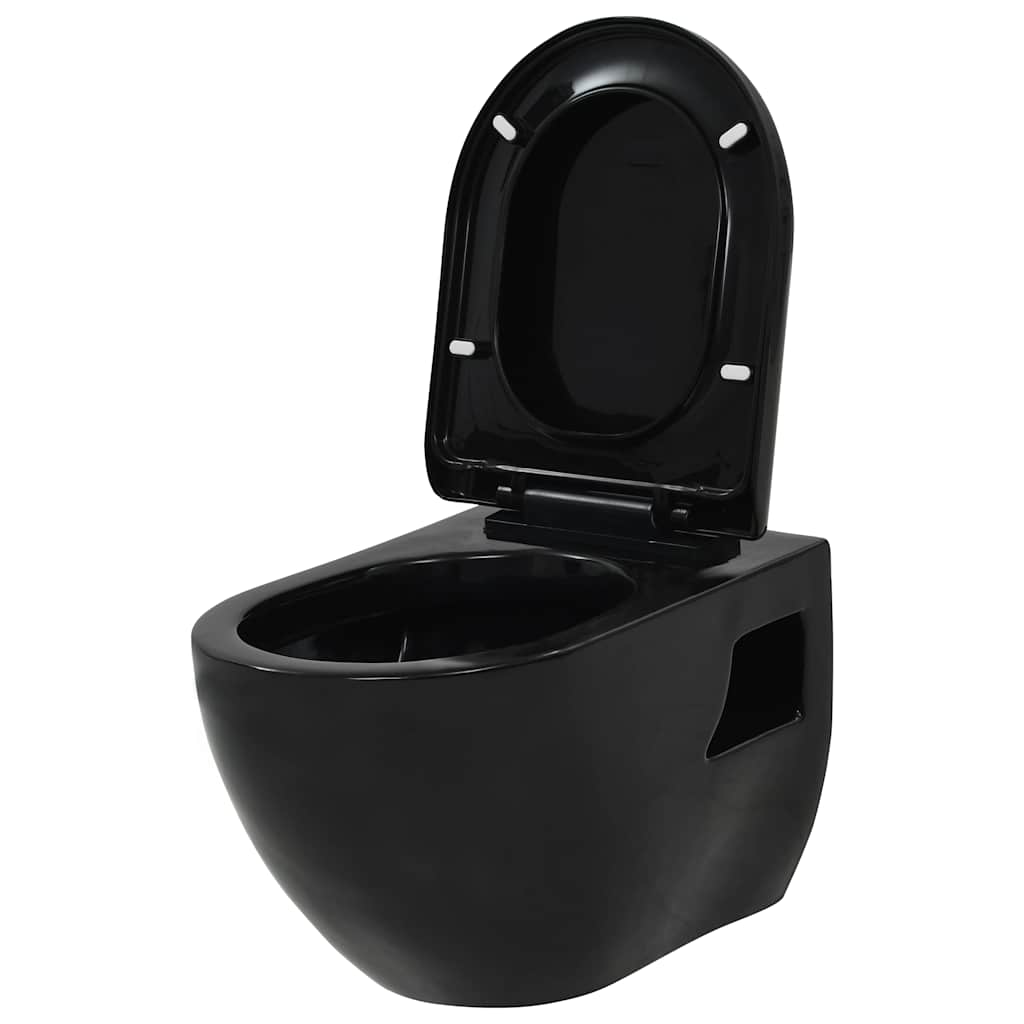 falra szerelhető fekete kerámia WC rejtett öblítőtartállyal