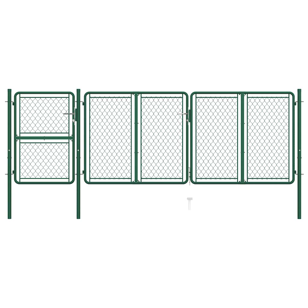 zöld acél kerti kapu 400 x 125 cm