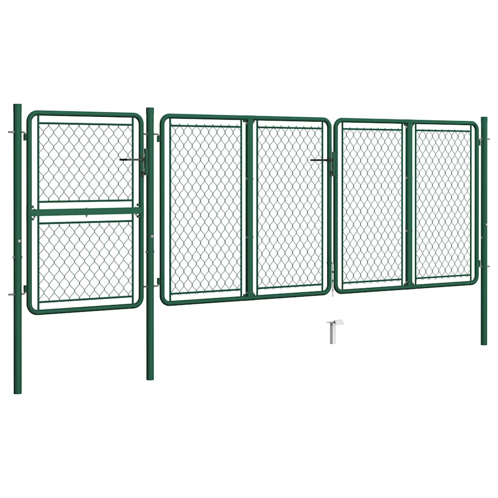 zöld acél kerti kapu 400 x 125 cm