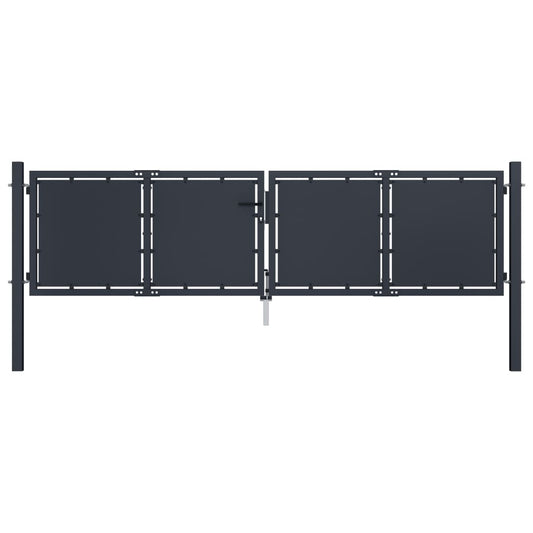 antracit színű acél kerti kapu 300 x 100 cm