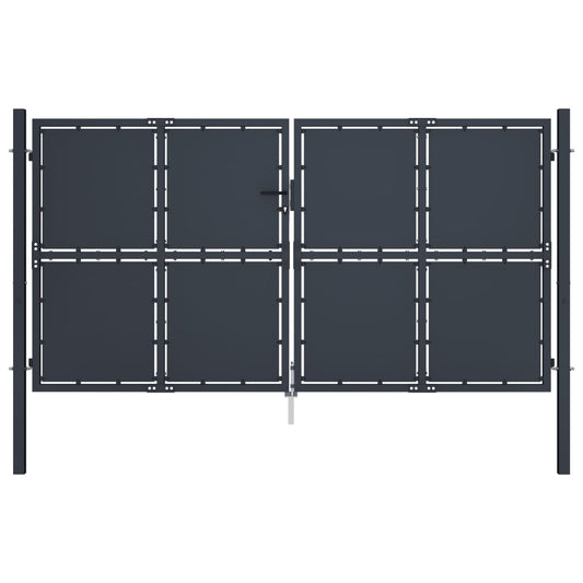 antracit színű acél kerti kapu 300 x 125 cm