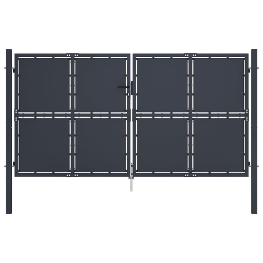 antracit színű acél kerti kapu 300 x 150 cm