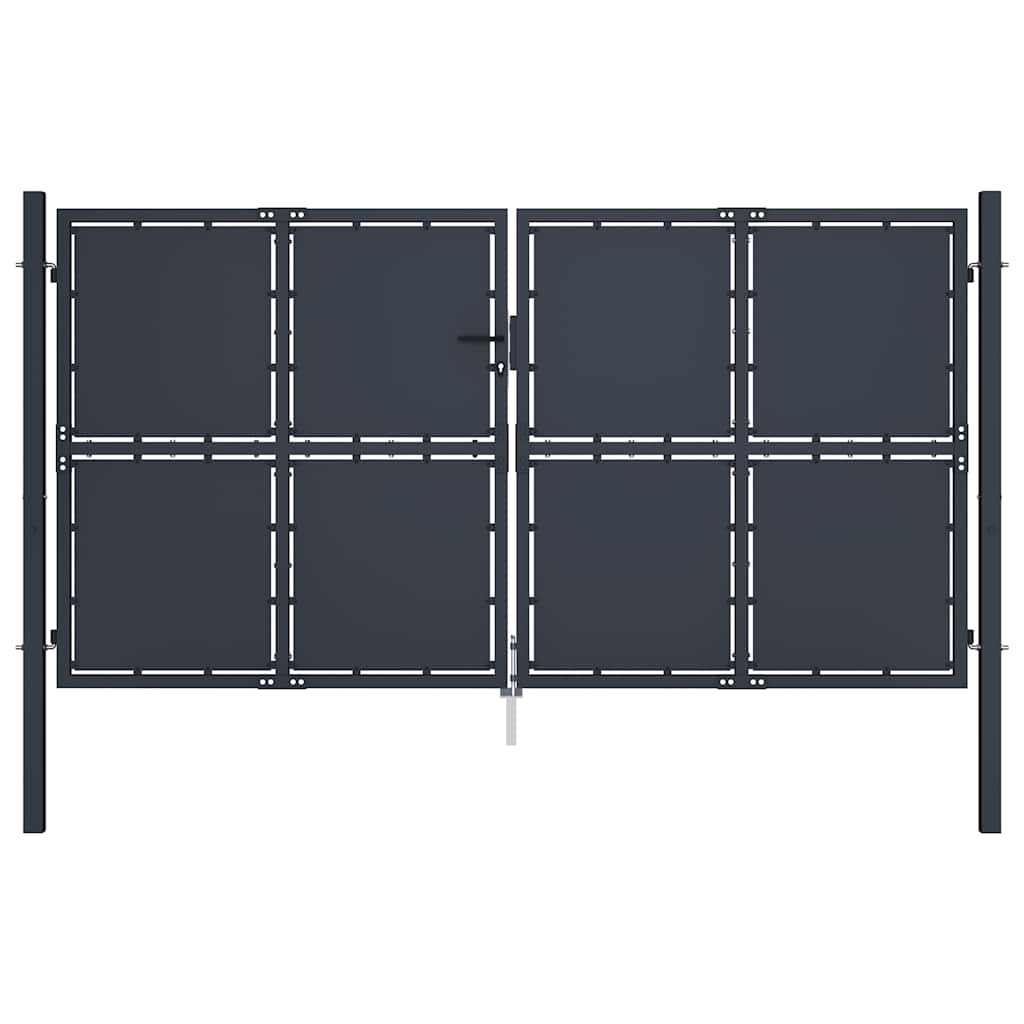 antracit színű acél kerti kapu 300 x 175 cm