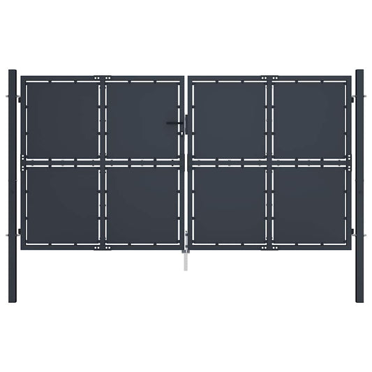 antracit színű acél kerti kapu 300 x 175 cm