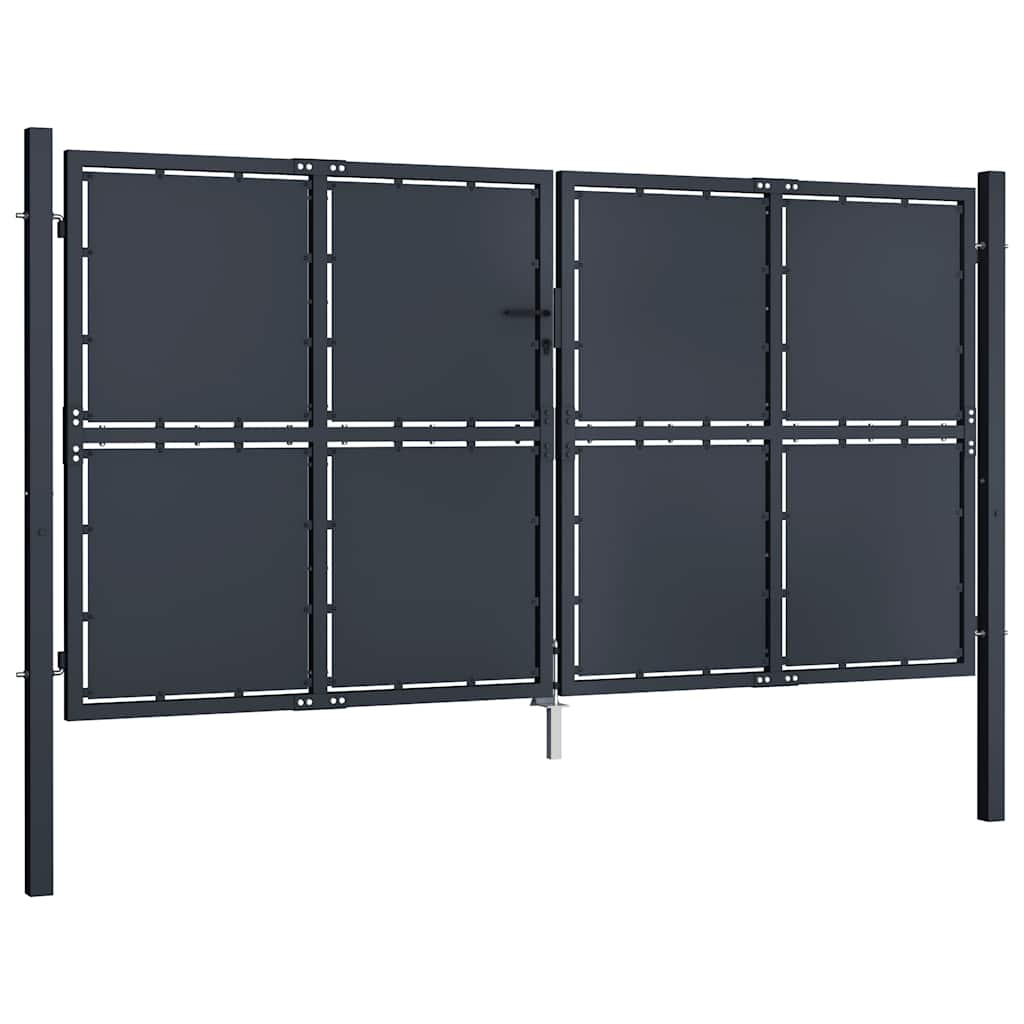 antracit színű acél kerti kapu 300 x 175 cm