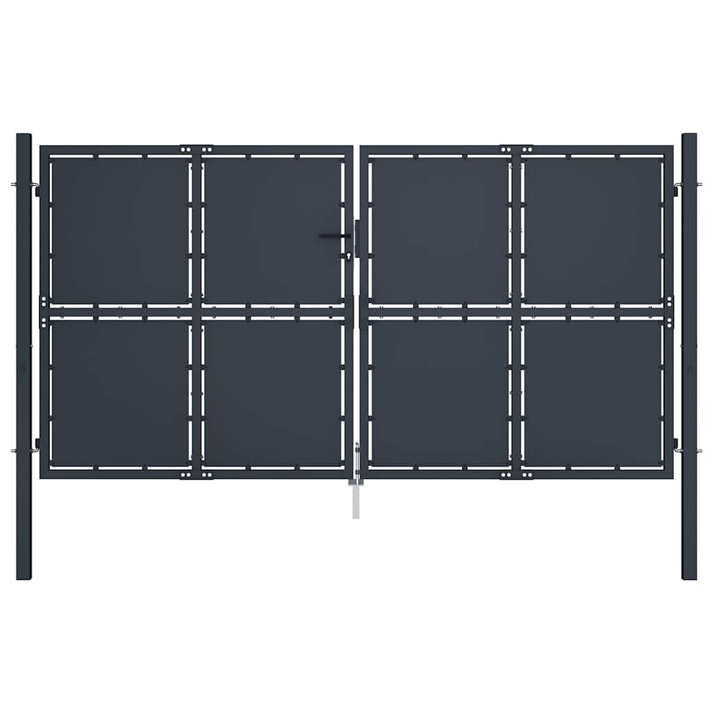 antracit színű acél kerti kapu 300 x 200 cm