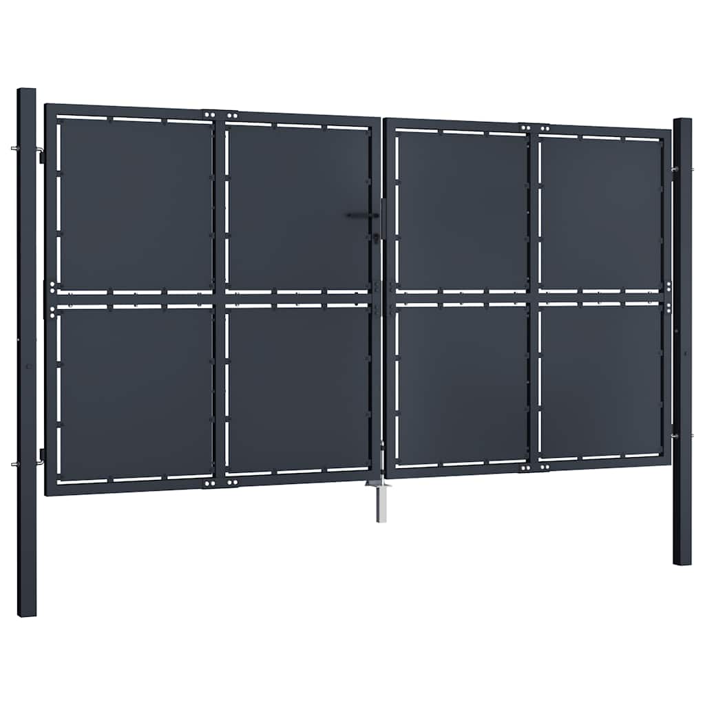 antracit színű acél kerti kapu 300 x 200 cm