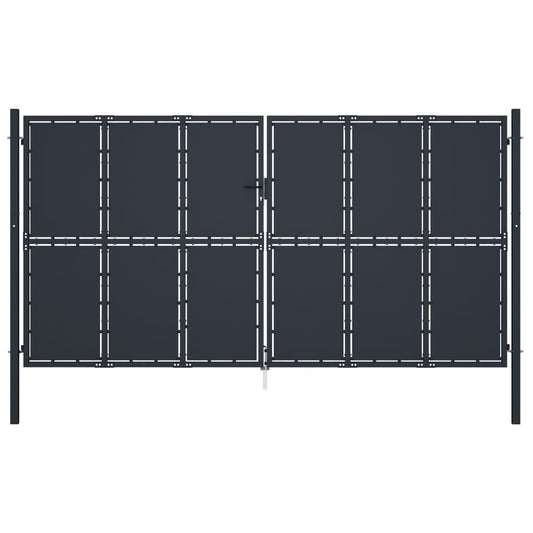antracit színű acél kerti kapu 400 x 175 cm