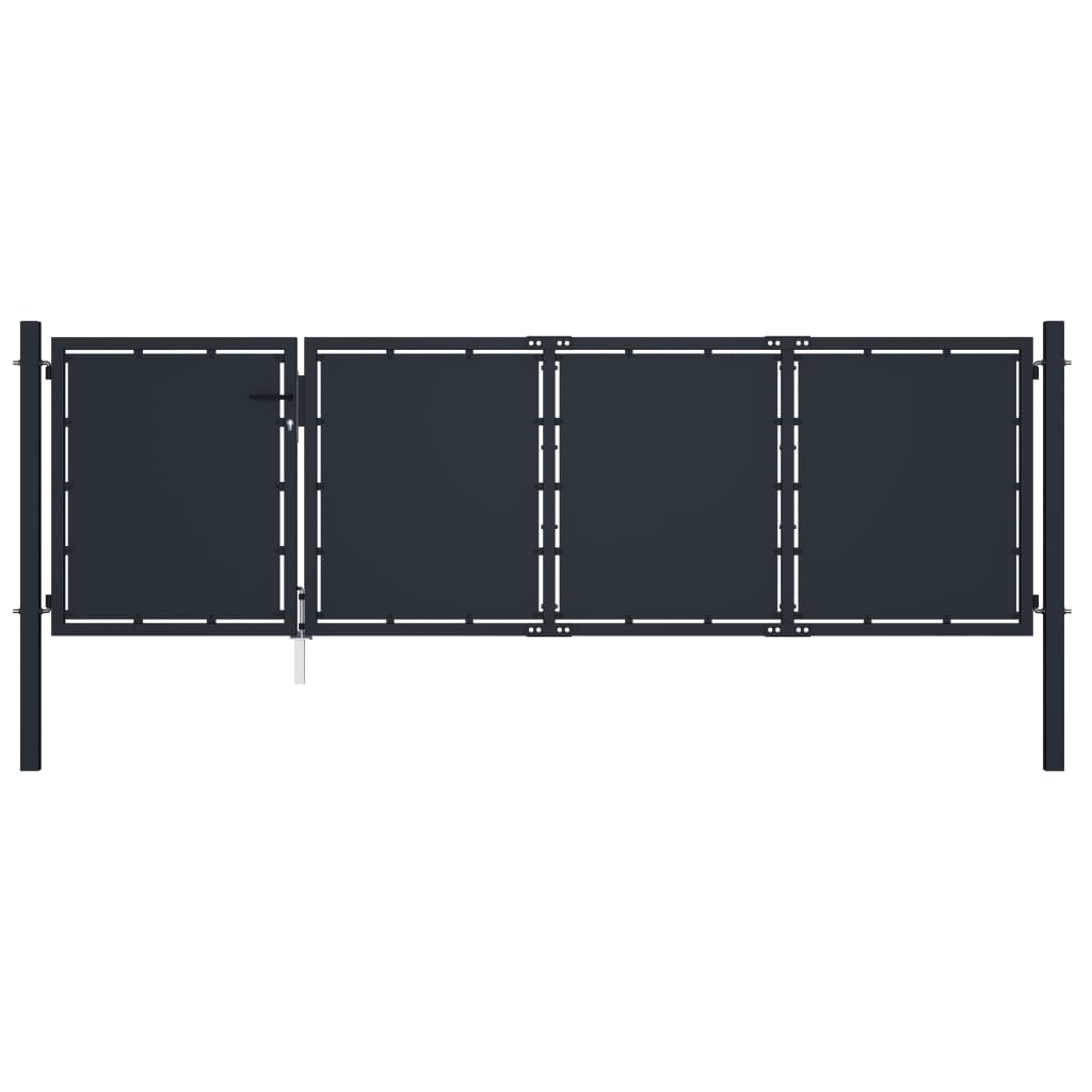antracit színű acél kerti kapu 350 x 100 cm