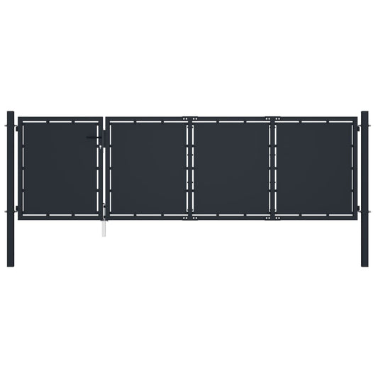 antracit színű acél kerti kapu 350 x 100 cm