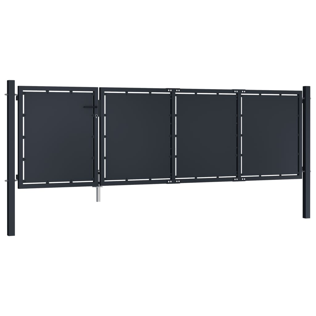 antracit színű acél kerti kapu 350 x 100 cm