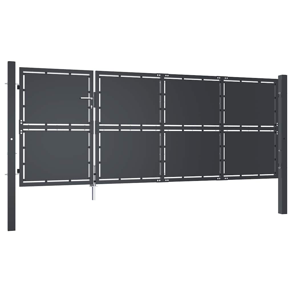 antracit színű acél kerti kapu 350 x 125 cm
