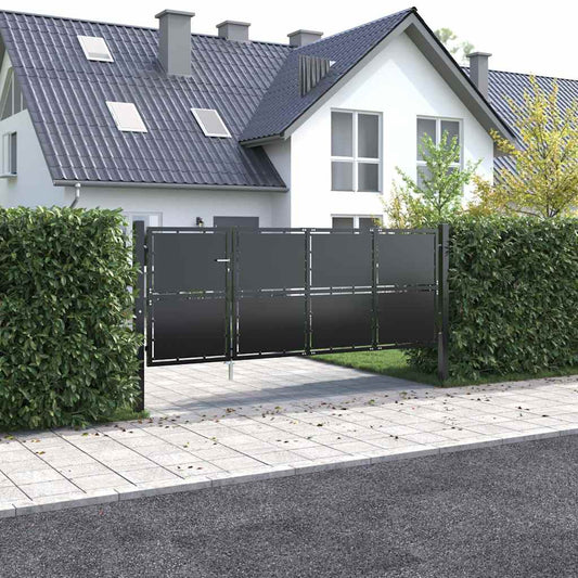 antracit színű acél kerti kapu 350 x 125 cm