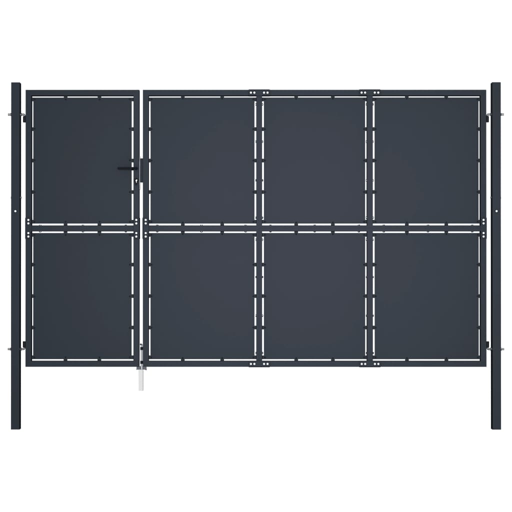 antracit színű acél kerti kapu 350 x 150 cm