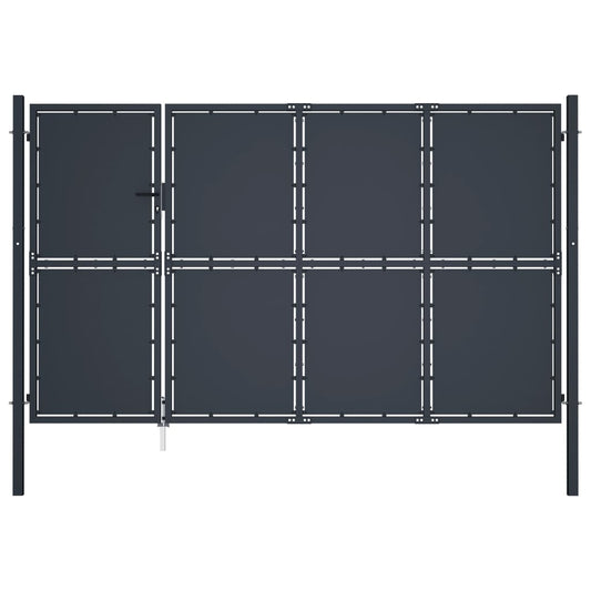 antracit színű acél kerti kapu 350 x 150 cm