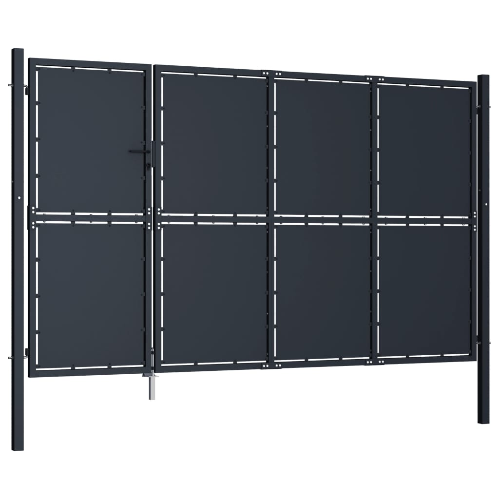 antracit színű acél kerti kapu 350 x 150 cm