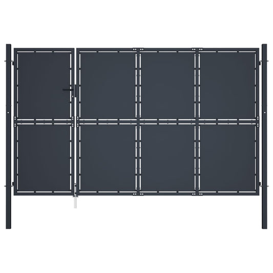 antracit színű acél kerti kapu 350 x 175 cm