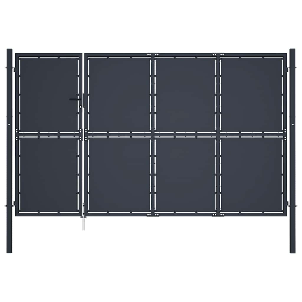 antracit színű acél kerti kapu 350 x 200 cm