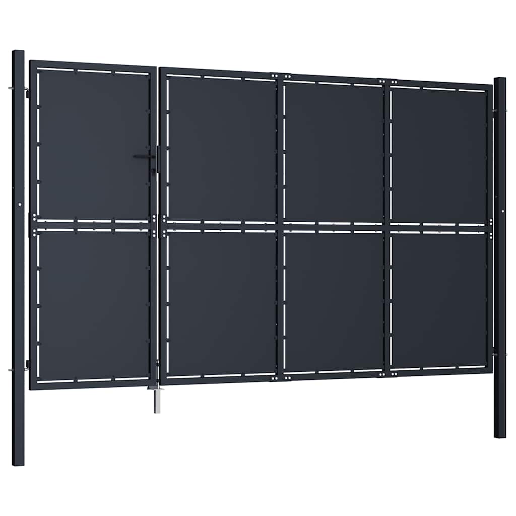 antracit színű acél kerti kapu 350 x 200 cm