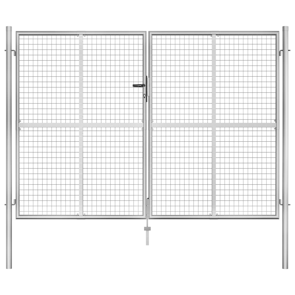 ezüst színű horganyzott acél kerti kapu 300 x 175 cm