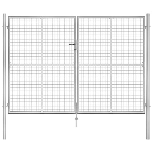 ezüst színű horganyzott acél kerti kapu 300 x 175 cm