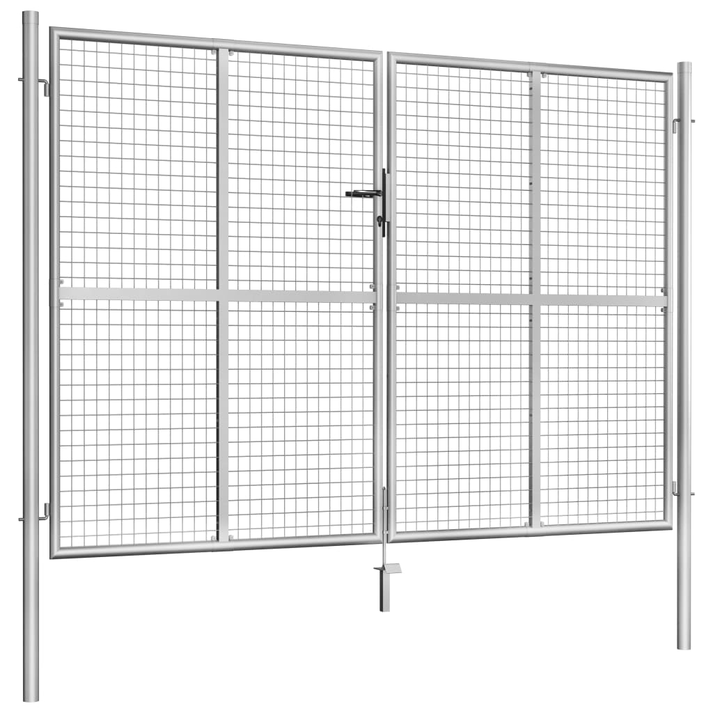 ezüst színű horganyzott acél kerti kapu 300 x 175 cm