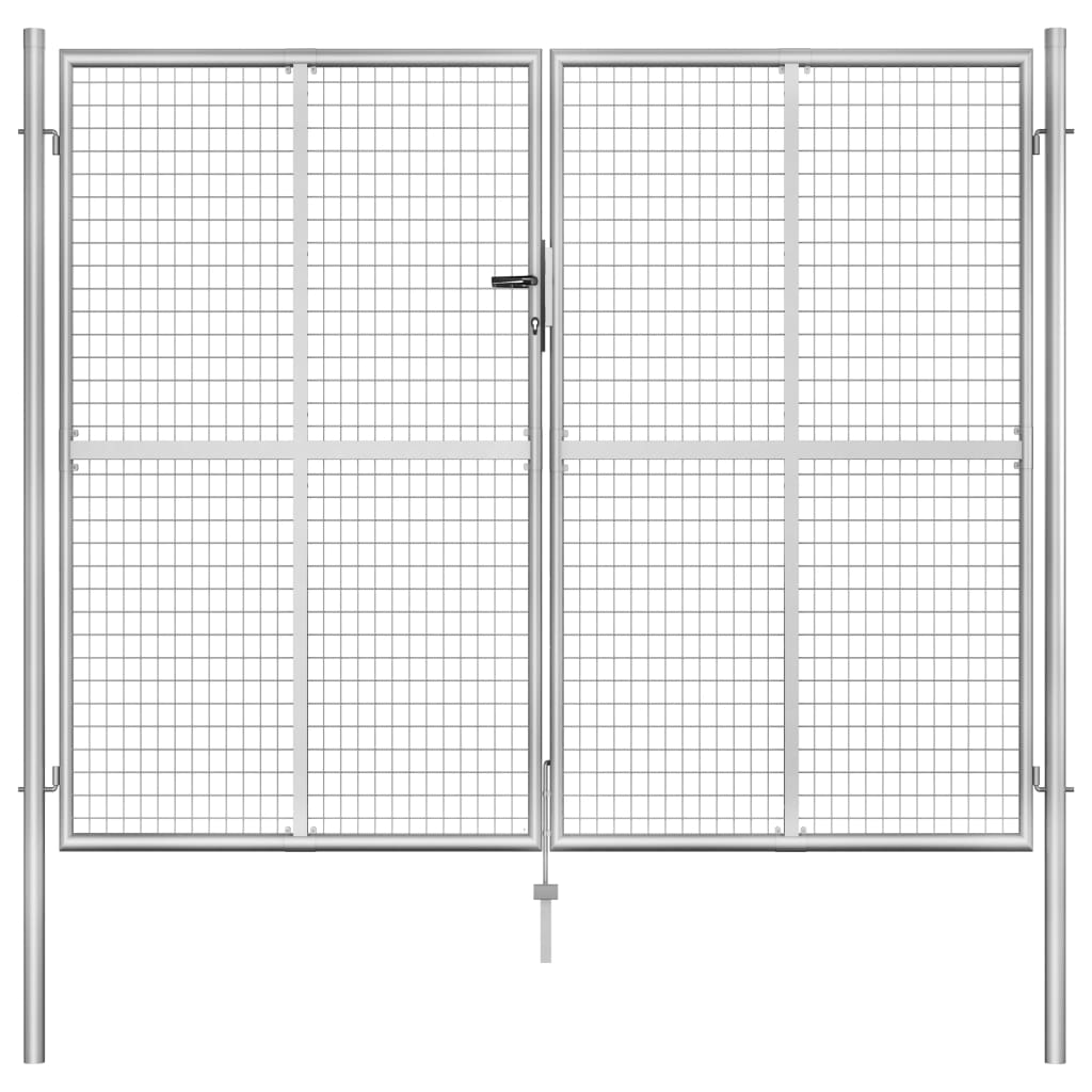 ezüst színű horganyzott acél kerti kapu 300 x 200 cm