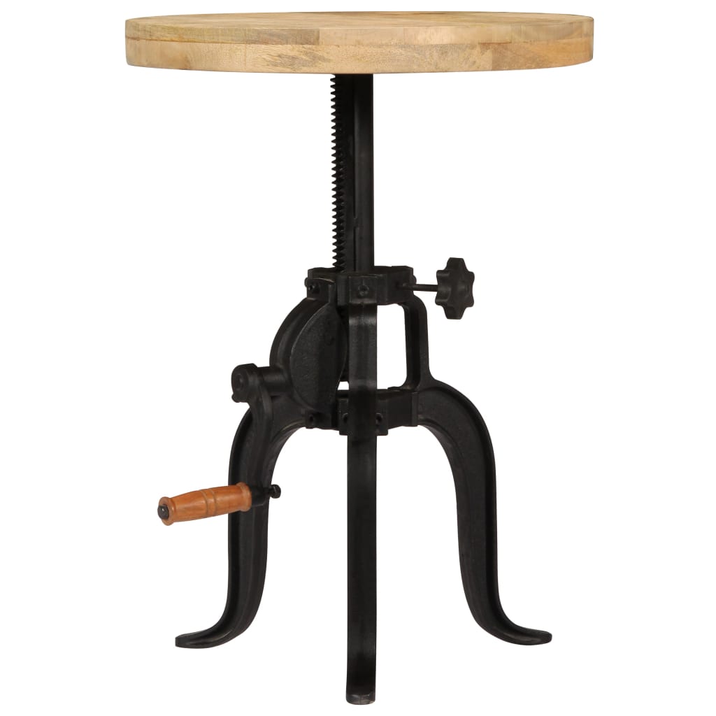 tömör mangófa és öntöttvas kisasztal 45 x (45-62) cm