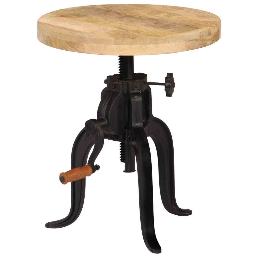 tömör mangófa és öntöttvas kisasztal 45 x (45-62) cm