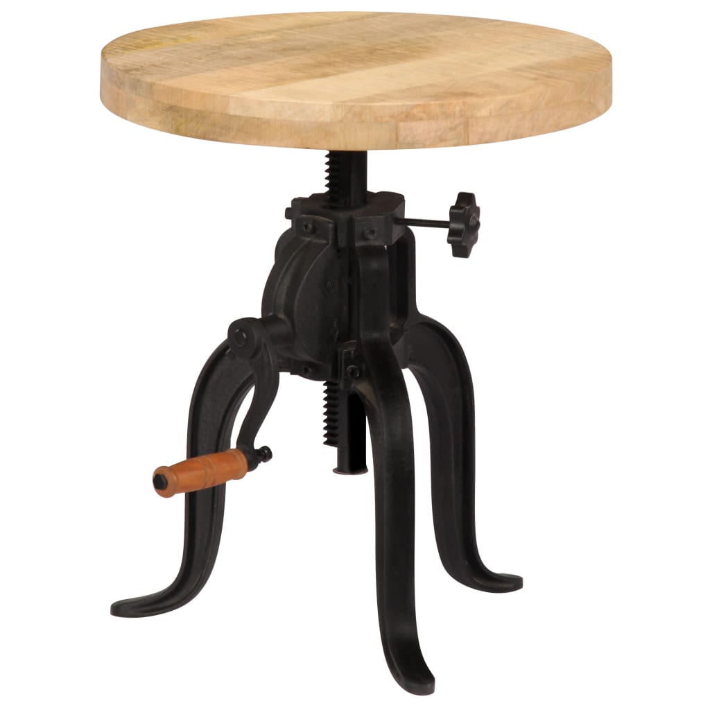 tömör mangófa és öntöttvas kisasztal 45 x (45-62) cm