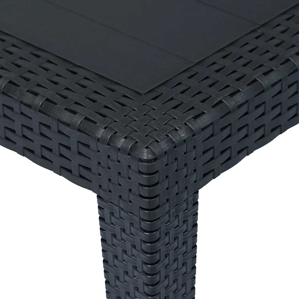 antracit rattan hatású műanyag kerti asztal 150 x 90 x 72 cm