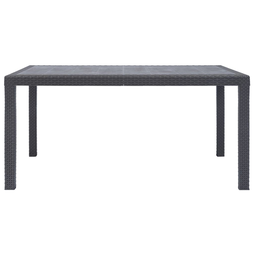 barna rattan hatású műanyag kerti asztal 150 x 90 x 72 cm