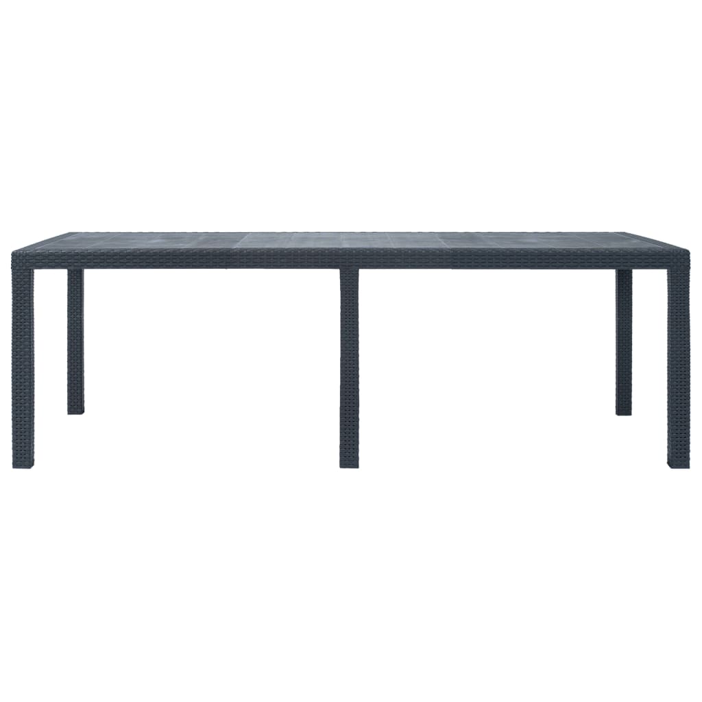 antracit rattan hatású műanyag kerti asztal 220 x 90 x 72 cm