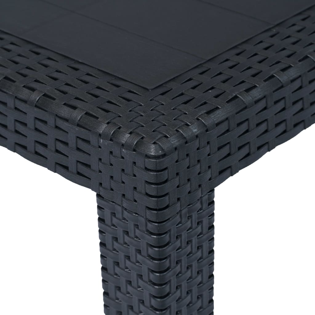 antracit rattan hatású műanyag kerti asztal 220 x 90 x 72 cm