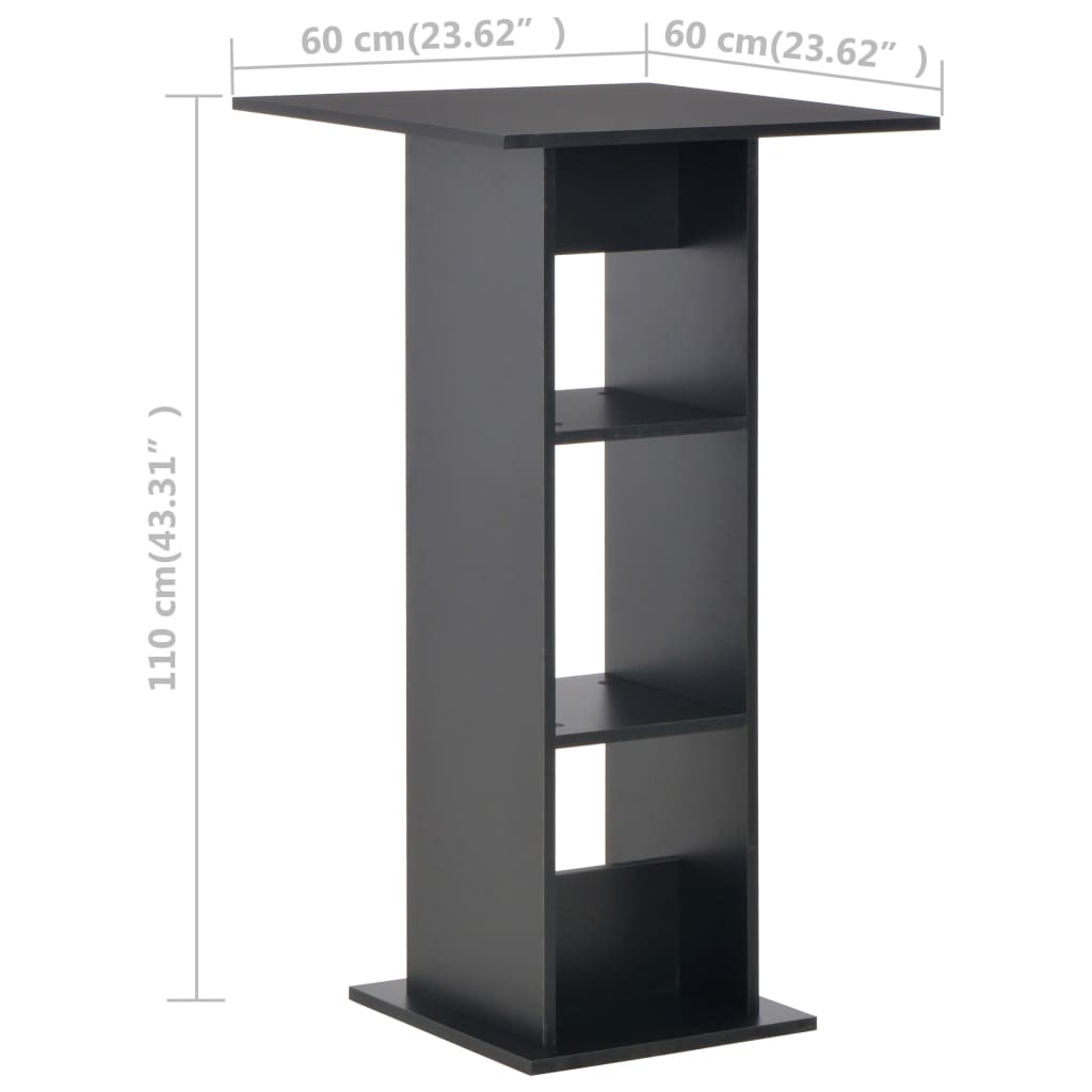280206 vidaXL Bar Table Black 60x60x110 cm