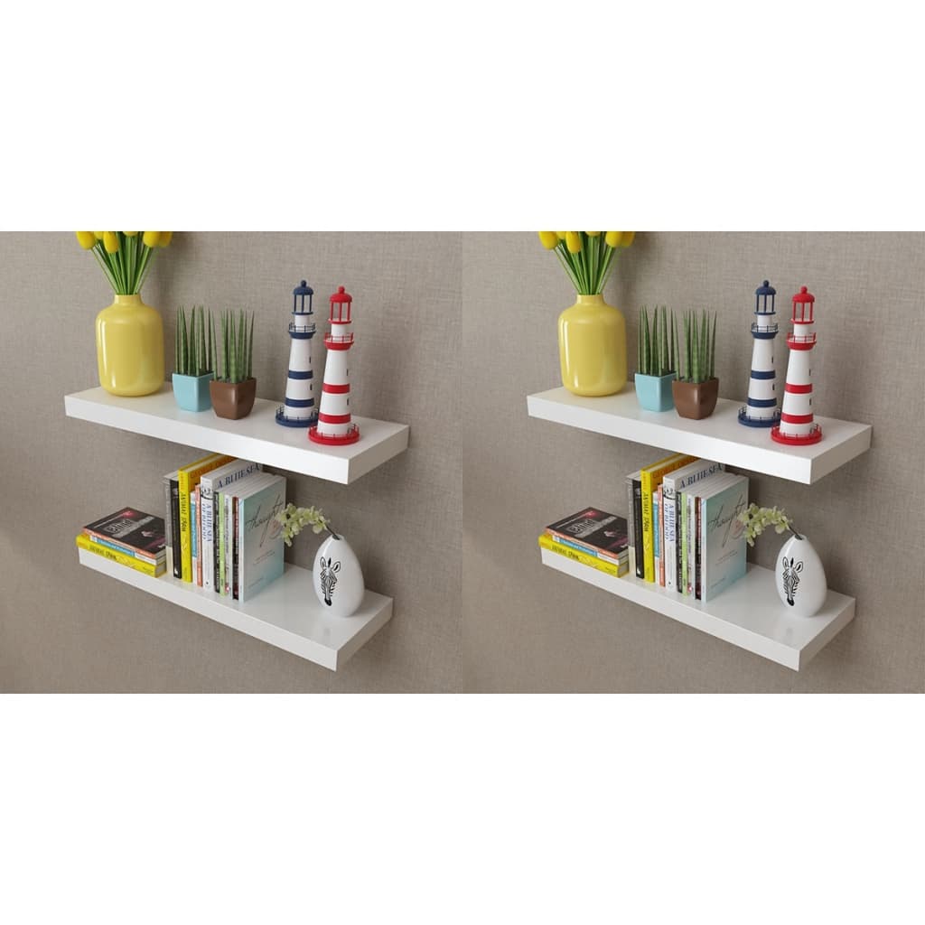 4 db fehér fali polc 60 cm
