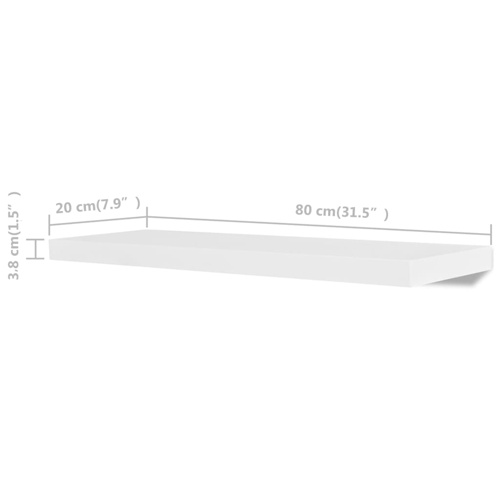 4 db fehér fali polc 80 cm