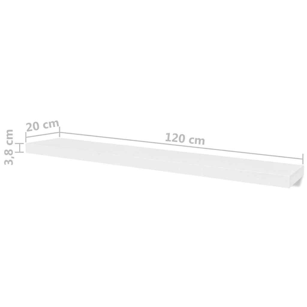 4 db fehér fali polc 120 cm
