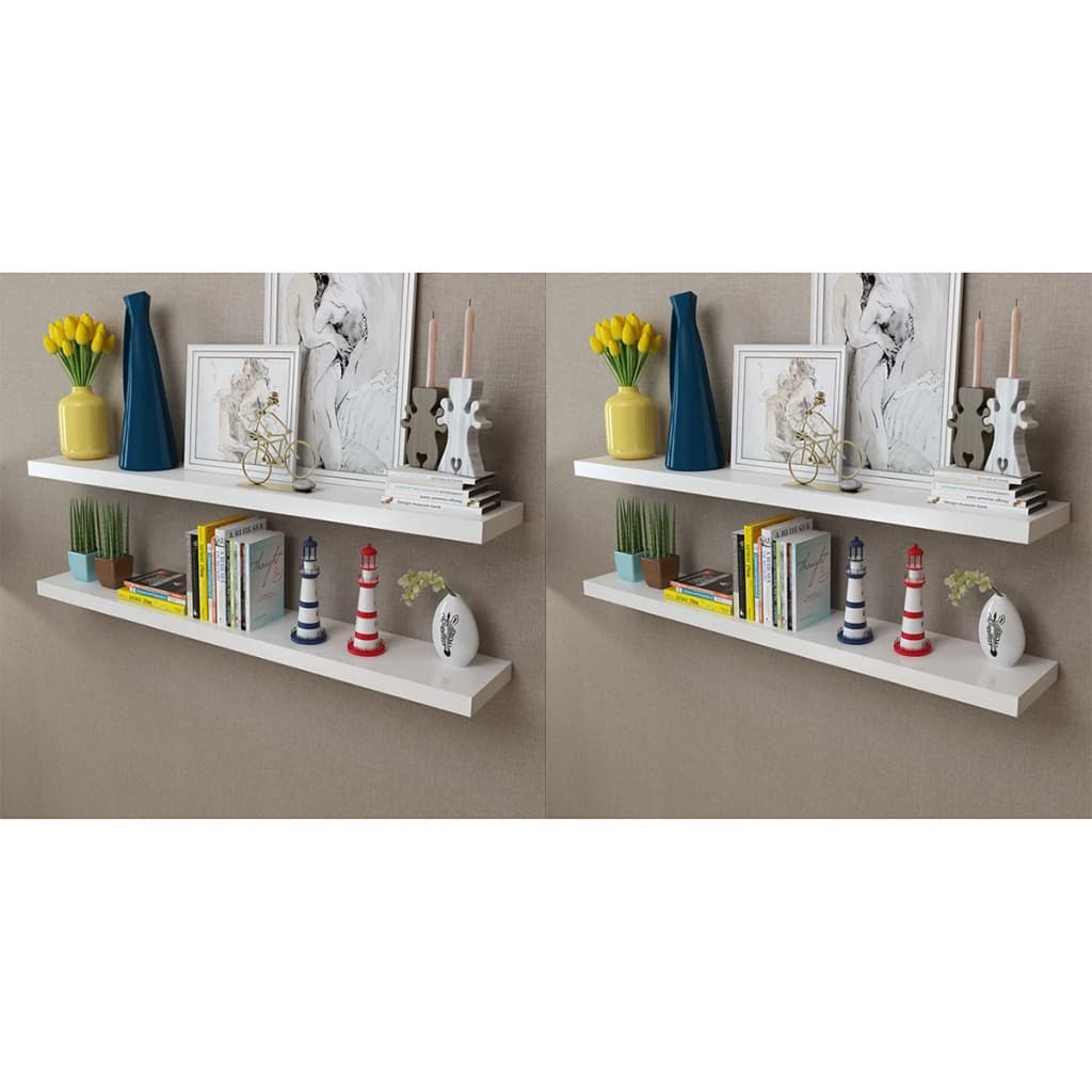 4 db fehér fali polc 120 cm
