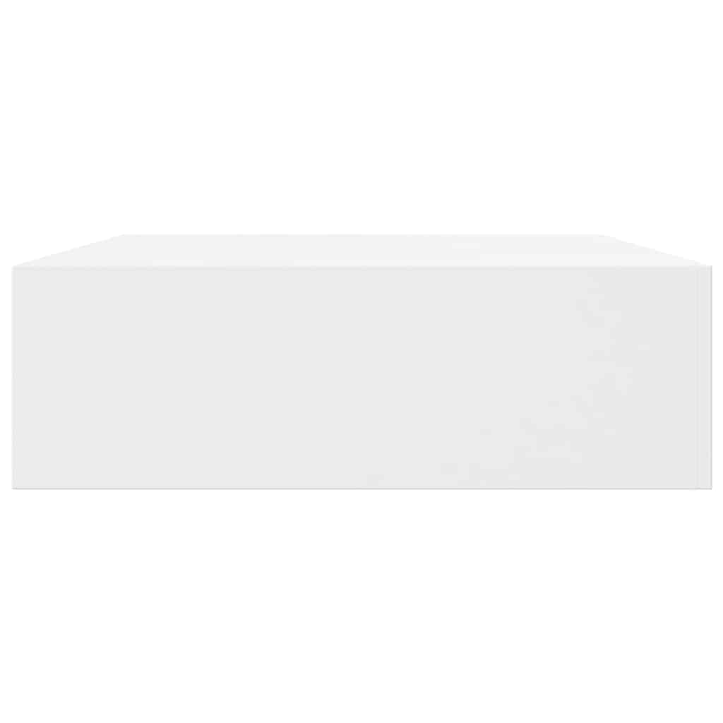 2 db fehér lebegő fali polc fiókkal 48 cm